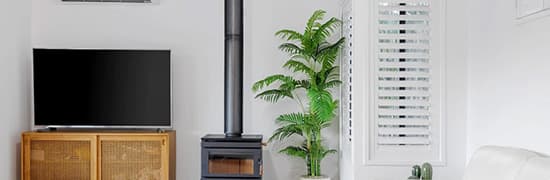 Living room with new PVC shutters